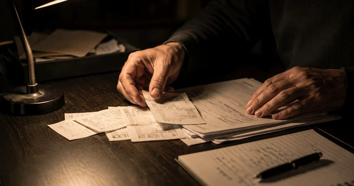 Actor autonomo revisando documentos y declaracion de impuestos en Espana