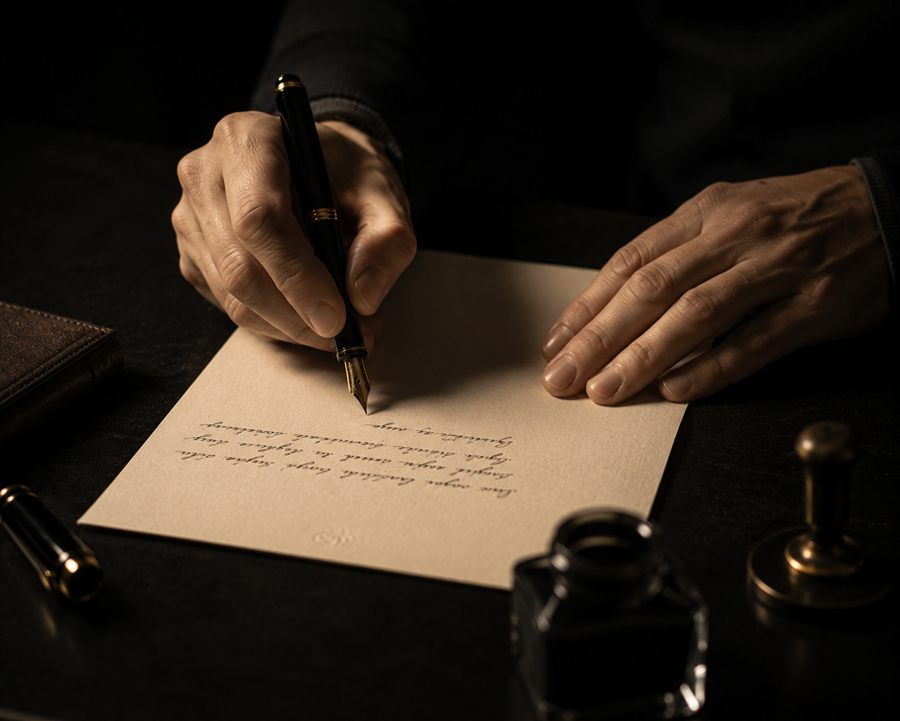 Actor escribindo a súa bio profesional en portátil para perfil de casting