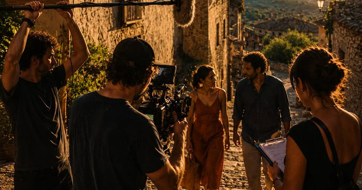Claqueta de rodaje en set de cortometraje cinematografico