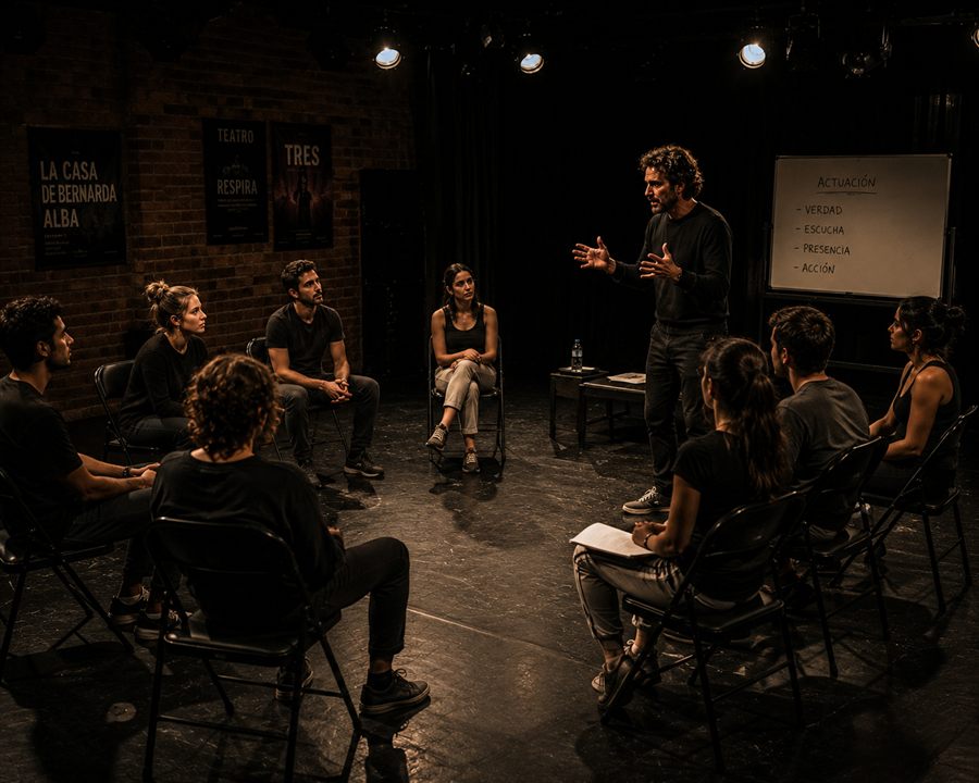 Sala de teatre amb butaques per a una escola d'interpretació a Madrid i Barcelona