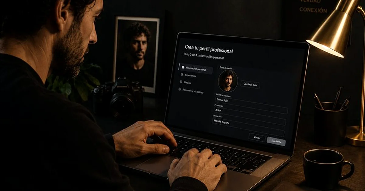 Actor configurant el seu perfil a Arga Studios plataforma de càsting