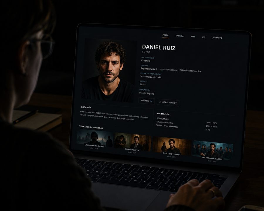 Actor creant i optimitzant el seu perfil professional online