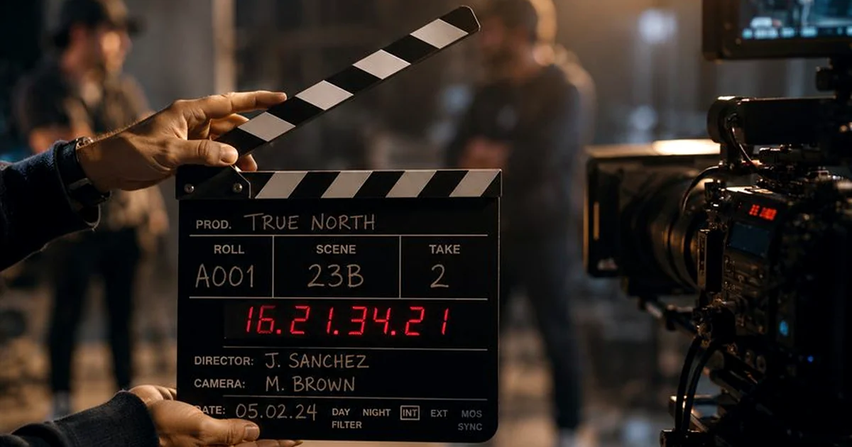 Claqueta en set de rodaje de largometraje cinematografico espanol
